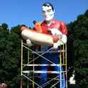 Volunteers repaint Paul Bunyan statue in Illinois  Volunteers from the Illinois Route 66 Association this weekend repainted the 19-foot-tall Paul Bunyan fiberglass statue on Route 66 in downtown Atlanta, Ill., reported the Bloomington Pantagraph.  The newspaper reported that help came from Michigan and Iowa, as well as the Land of Lincoln.
