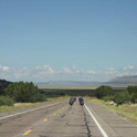 Riding into the wild unknown. What a feeling - all the highway belongs to us, feel the wind, hear the roar of your bike and enjoy the vibration. Somewhere in New Mexico.