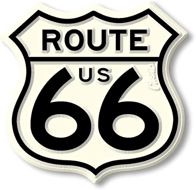 Small Route 66 Shield Highway Sign Magnet by Classic Magnets, 2.25" x 2.25", Collectible Souvenirs, Route 66 Shop Memorabilia