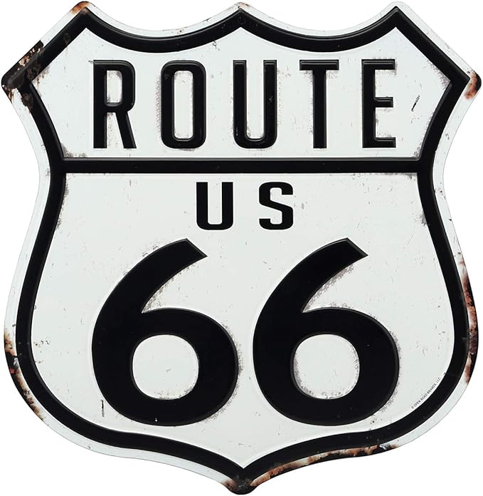 US Route 66 Highway Embossed Metal Sign - Route 66 Wall Art for Garage, Man Cave or Workshop, Route 66 Shop Memorabilia