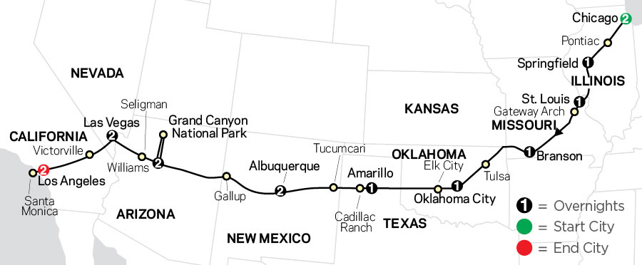 Route 66: Chicago to Los Angeles - Bus Tour vacation, hotels included