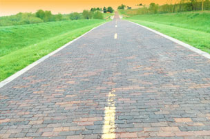 2 lane brick road